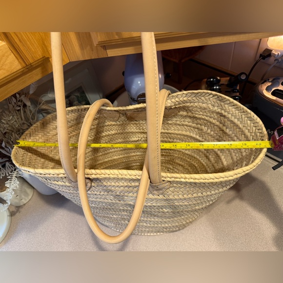 Extra Large Straw Woven Market Tote Bag - Socco Designs Morocco Tan Light Brown - Picture 8 of 12